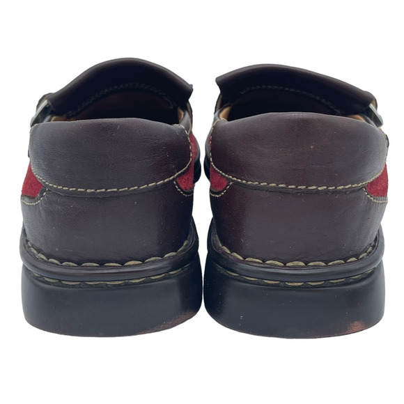 Born Womens Loafer Flat Shoes Red Black Suede Slip On Kiltie Stitching 8 M - Picture 3 of 9